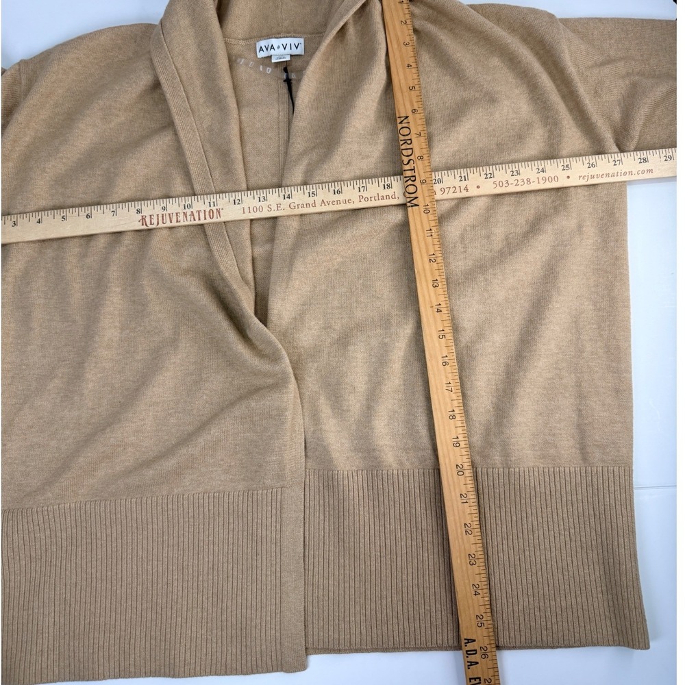 Ava & Viv Cardigan Sweater Womens XXL Camel Tan Open Front Shawl Ribbed 2XL NEW - Picture 4 of 11
